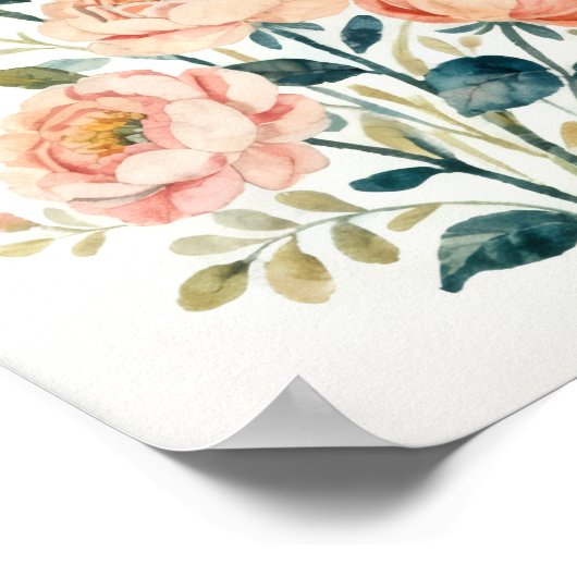 Romantic Shabby Chic Floral Art ポスター (角)