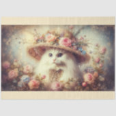 Romantic Shabby Chic Floral Cat Decoupage  薄葉紙 (正面)