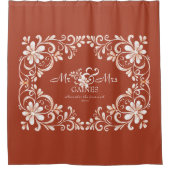Romantic Shabby Chic Red Rust Mr & Mrs Wedding シャワーカーテン (正面)