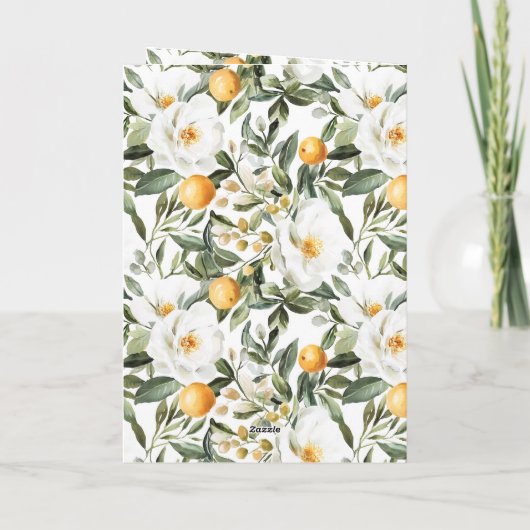 Romantic Sicilian Summer Floral Oranges Wedding カード (裏面)