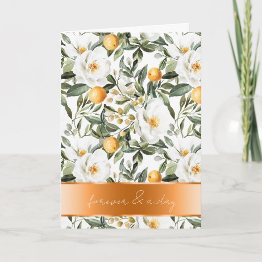 Romantic Sicilian Summer Floral Oranges Wedding カード (正面)