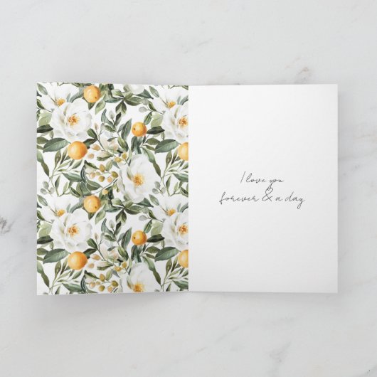 Romantic Sicilian Summer Floral Oranges Wedding カード (内部)