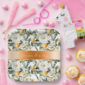 Romantic Sicilian Summer Floral Oranges Wedding ペーパープレート (パーティー)