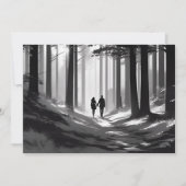 Romantic Silhouette Couple Forest Stroll 案内状 (正面)