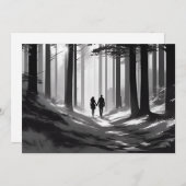 Romantic Silhouette Couple Forest Stroll 案内状 (正面/裏面)