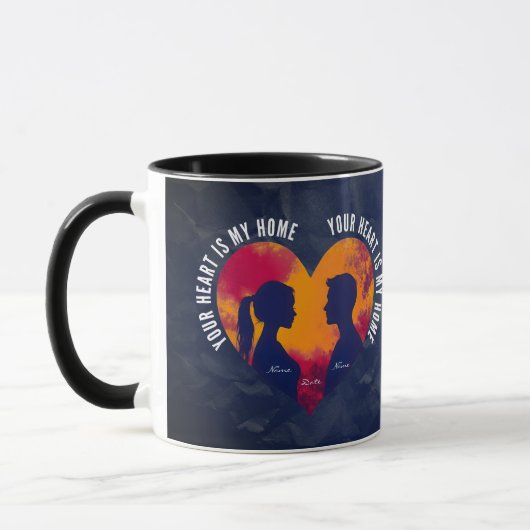 Romantic Silhouette Couple Heart Two-Tone Mug マグカップ (左)