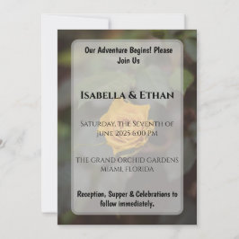 Romantic Single Yellow Rose Dark Garden Wedding  招待状