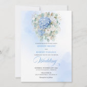 Romantic Soft Blue Hydrangea Eucalyptus Wedding  招待状 (正面)