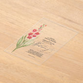 Romantic Soft Pink Flowers Summer Garden アクリル招待状 (レイダウン)