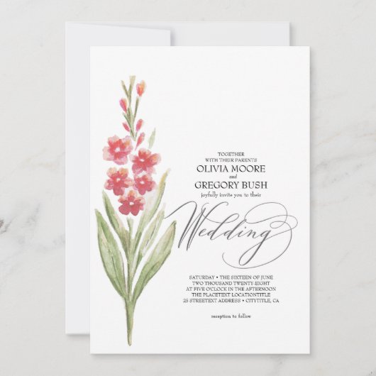 Romantic Soft Pink Flowers Summer Garden 招待状 (正面)