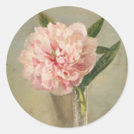 Romantic soft pink peony in vase ラウンドシール