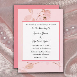 Romantic Soft Pink Rose Bud Wedding Invitation 招待状
