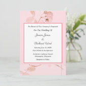 Romantic Soft Pink Rose Bud Wedding Invitation 招待状 (スタンド正面)