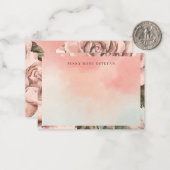 Romantic Soft Pink Rose Watercolor Flat Note Card ノートカード (正面/裏面インサイチュ)