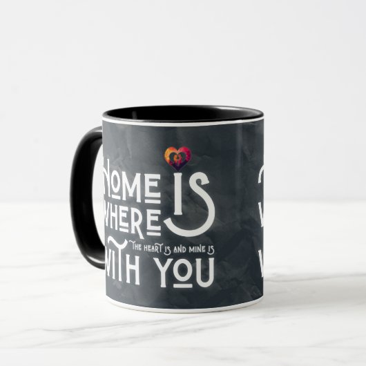 Romantic Soulmate Quote Heart Combo Mug マグカップ (正面左)