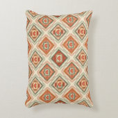 Romantic Southwestern Heart Pattern Peach & Sage アクセントクッション (正面(垂直))