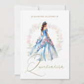 Romantic Spanish Quinceañera in Blue & Pink Shades 招待状 (正面)