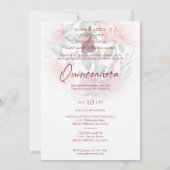 Romantic Spanish Quinceañera Photo Floral in Pink 招待状 (裏面)