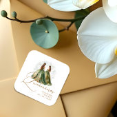 Romantic Spanish Quinceañeras Twins Dolls Green スクエアシール