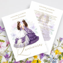 Romantic Spanish Quinceañeras Twins Purple Shades