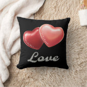 Romantic Sparkling Red Hearts "Love" Glitter Desig クッション (ブランケット)