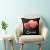 Romantic Sparkling Red Hearts "Love" Glitter Desig クッション (椅子)