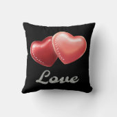 Romantic Sparkling Red Hearts "Love" Glitter Desig クッション (裏面)