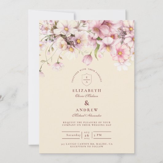 Romantic Spring Blossom Wedding 招待状 (正面)