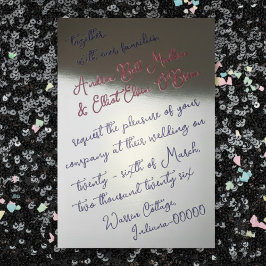 Romantic Spring Wedding Pink, Purple & Silver 箔招待状