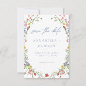 Romantic Spring Wildflower Garden Wedding Photo セーブザデート (正面)