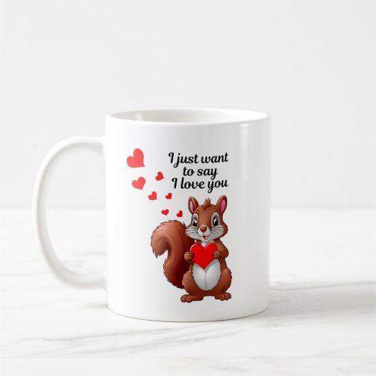 Romantic Squirrel Mug - I love you コーヒーマグカップ (左)