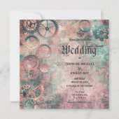 Romantic Steampunk Gears Wedding Invitation 招待状 (正面)
