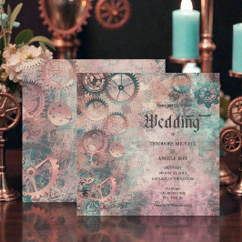 Romantic Steampunk Gears Wedding Invitation 招待状