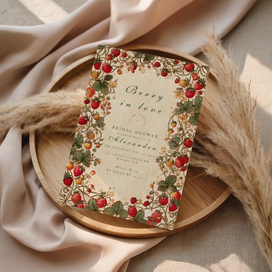 Romantic Strawberry Floral Bridal Shower 招待状