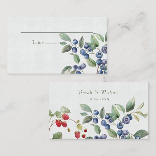 Romantic summer berries Wedding Place Card プレイスカード (正面/裏面)