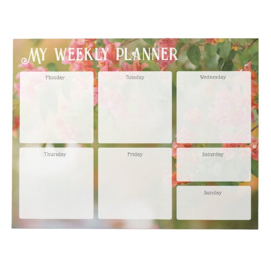Romantic Summer Bougainvillea Weekly Planner ノートパッド (正面)