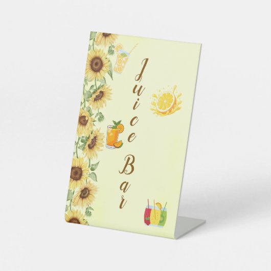 Romantic Sunflower Juice Bar Wedding Reception  台座サイン (正面)