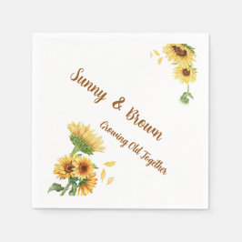 Romantic Sunflower Rustic Yellow Funny Wedding スタンダードカクテルナプキン