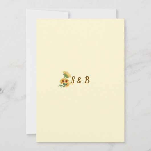 Romantic Sunflower Rustic Yellow Wedding 招待状 (裏面)