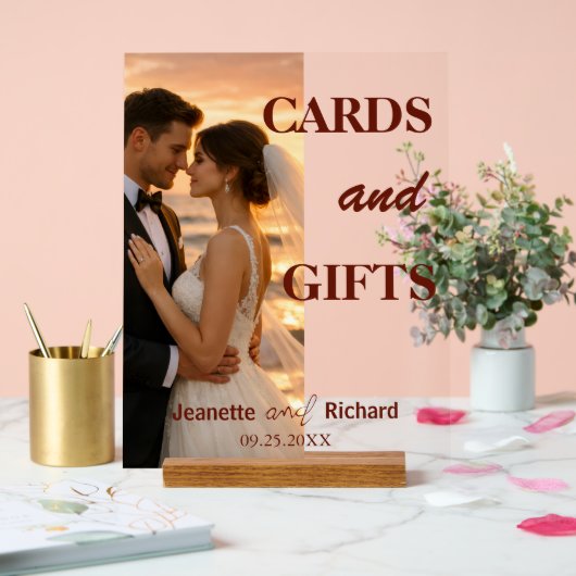 Romantic Sunset Beach Wedding Vows アクリルサイン (ウェディング)