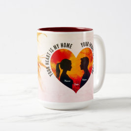 Romantic Sunset Couple Your Heart My Home Mug ツートーンマグカップ