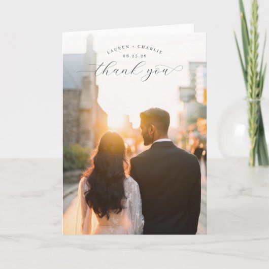 Romantic Sunset Photo サンキューカード (正面)