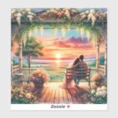 Romantic Sunset Porch View Illustration シール (シート)