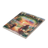 Romantic Sunset Porch View Illustration タイル (側面)