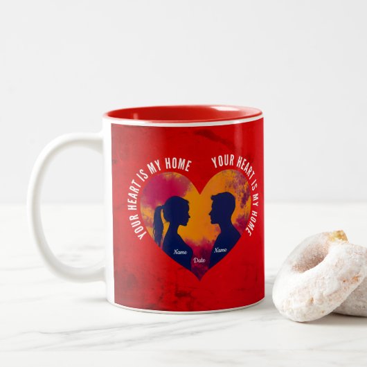 Romantic Sunset Soulmates Your Heart My Home Mug ツートーンマグカップ (ドーナツ)