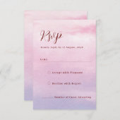 Romantic sunset watercolor wedding invitation rsvp サンキューカード (正面/裏面)