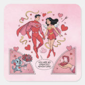 Romantic Superhero Couple Sticker スクエアシール (正面)
