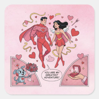 Romantic Superhero Couple Sticker スクエアシール