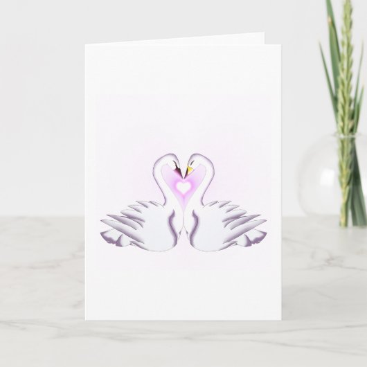 Romantic Swan Heart Love Elegant Greeting Card カード (正面)