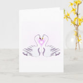 Romantic Swan Heart Love Elegant Greeting Card カード (黄色い花)